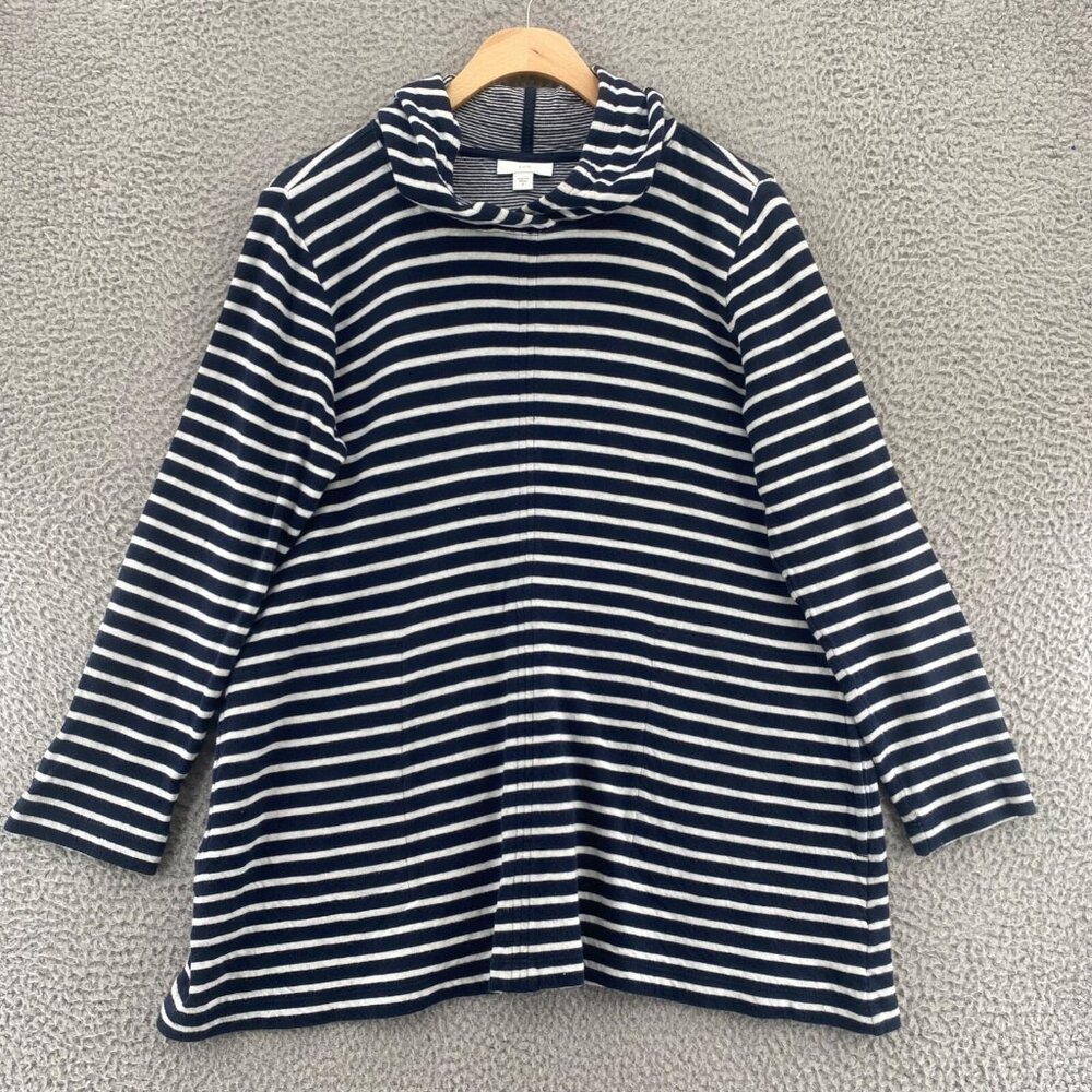 J. Jill Navy and White Striped Tunic Top.  All cotton.  Good condition.  Size S
